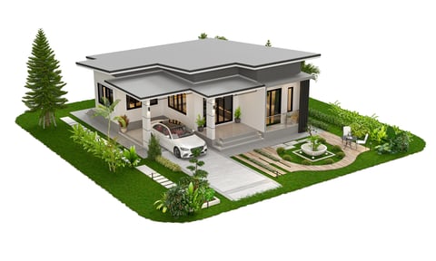 Full green driveway - luxury home with artificial turf